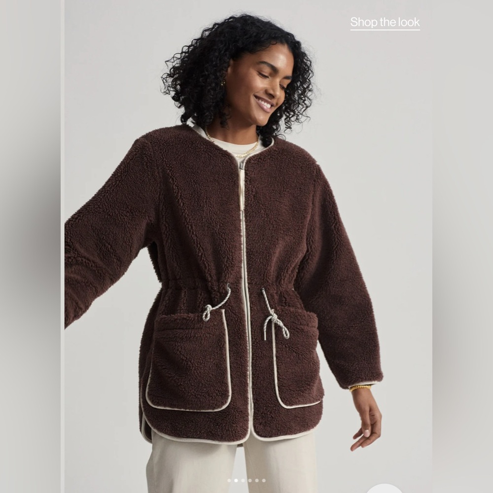 🧸Varley Angelina Sherpa Coat French Roast Size S NWT Sold Out Size - Picture 4 of 13